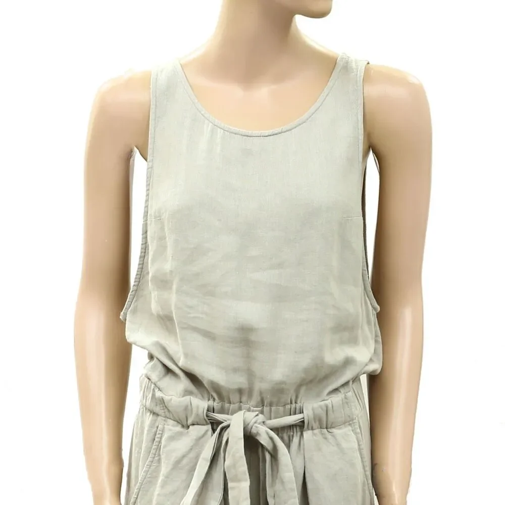 Free People Free-Est Sandshell Linen Linden One-Piece Jumpsuit Dress XS 289733